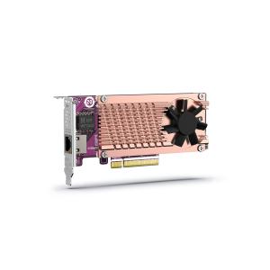 威联通 QM2-2P10G1TB 双端口 M.2 2280 PCIe NVMe SSD 与单口 10GbE 扩充卡