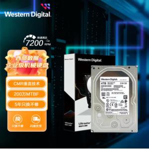 西部数据 HUS726T4TALE6L4 4TB企业级硬盘 Ultrastar DC HC310 SATA 7200转 256MB CMR